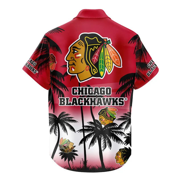 LIMITED EDITION - NEW CUSTOMIZED NHL08 CBH CHICAGO BLACKHAWKS UNISEX HAWAIIAN SHIRT & SHORTS SET
