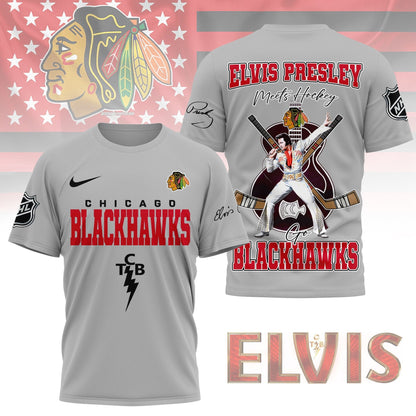 LIMITED EDITION - NEW CUSTOMIZED NHL08 CBH CHICAGO BLACKHAWKS X ELVIS PRESLEY FAN 3D SHIRT