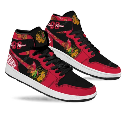 LIMITED EDITION - NEW CUSTOMIZED NHL08 CC BLACKHAWKS AIR JORDAN SNEAKERS