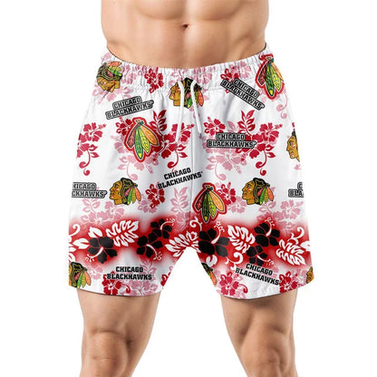 LIMITED EDITION - NEW CUSTOMIZED NHL08 CBH CHICAGO BLACKHAWKS UNISEX HAWAIIAN SHIRT & SHORTS SET