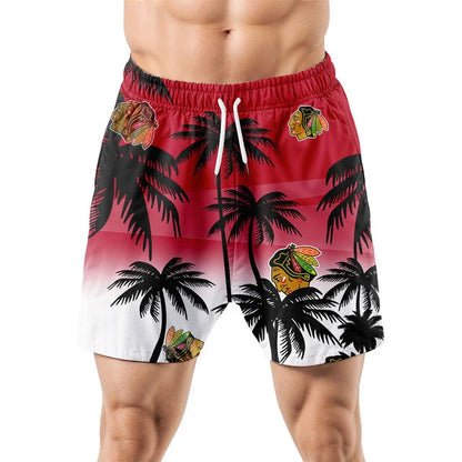 LIMITED EDITION - NEW CUSTOMIZED NHL08 CBH CHICAGO BLACKHAWKS UNISEX HAWAIIAN SHIRT & SHORTS SET