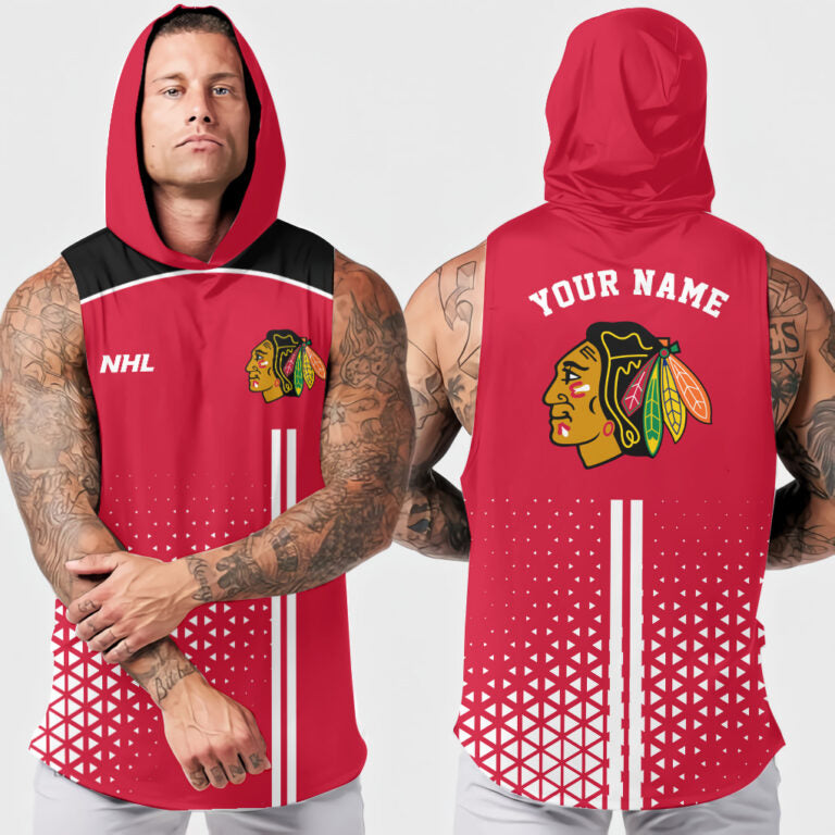 LIMITED EDITION - NEW CUSTOMIZED NHL08 CBH CHICAGO BLACKHAWKS HOODED TANK TOP