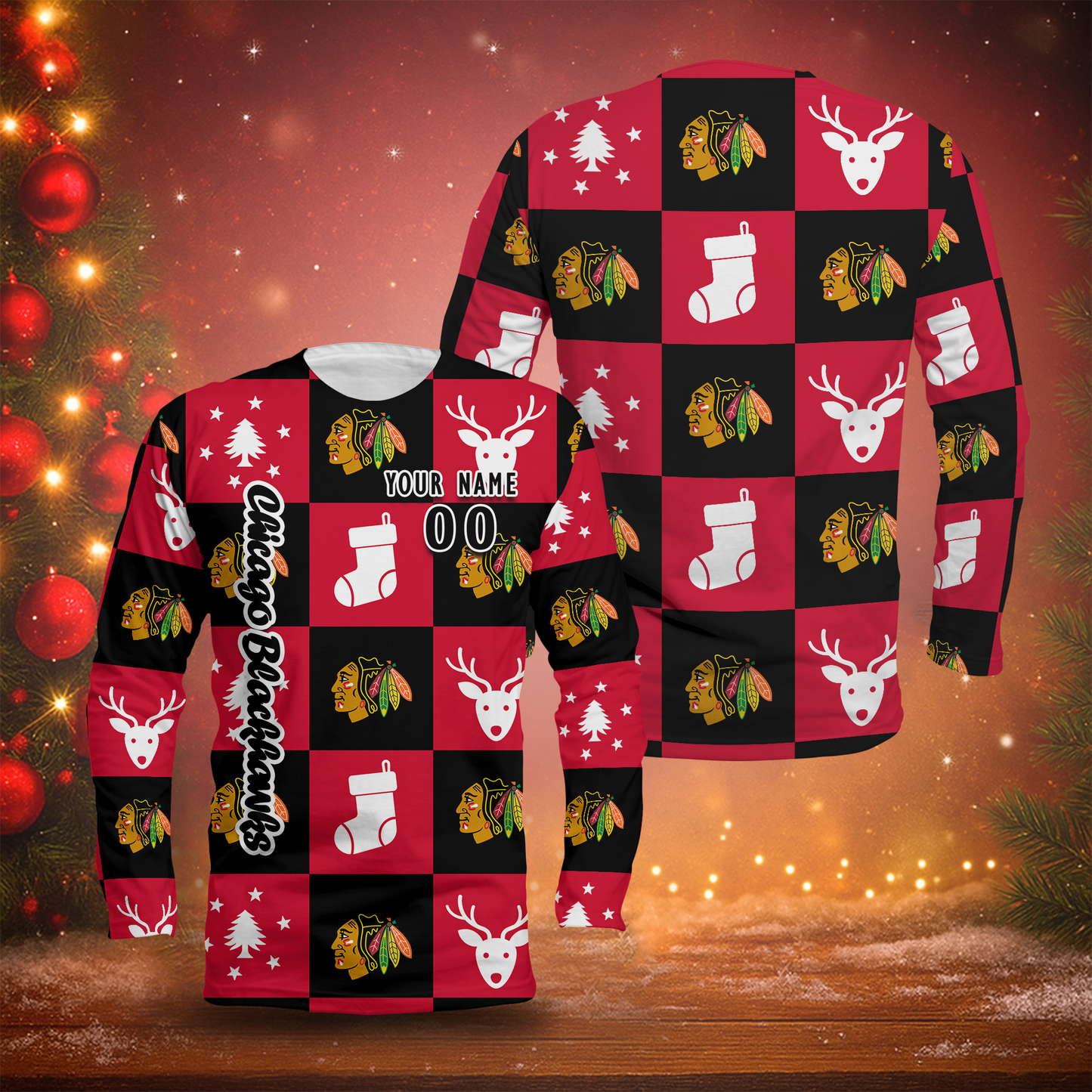 LIMITED EDITION - NEW CUSTOMIZED NHL08 CBH CHICAGO BLACKHAWKS LONG SLEEVED T-SHIRT