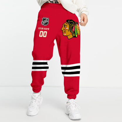 LIMITED EDITION - NEW CUSTOMIZED NHL08 CBH CHICAGO BLACKHAWKS COMBO HOODIE & LONGPANTS