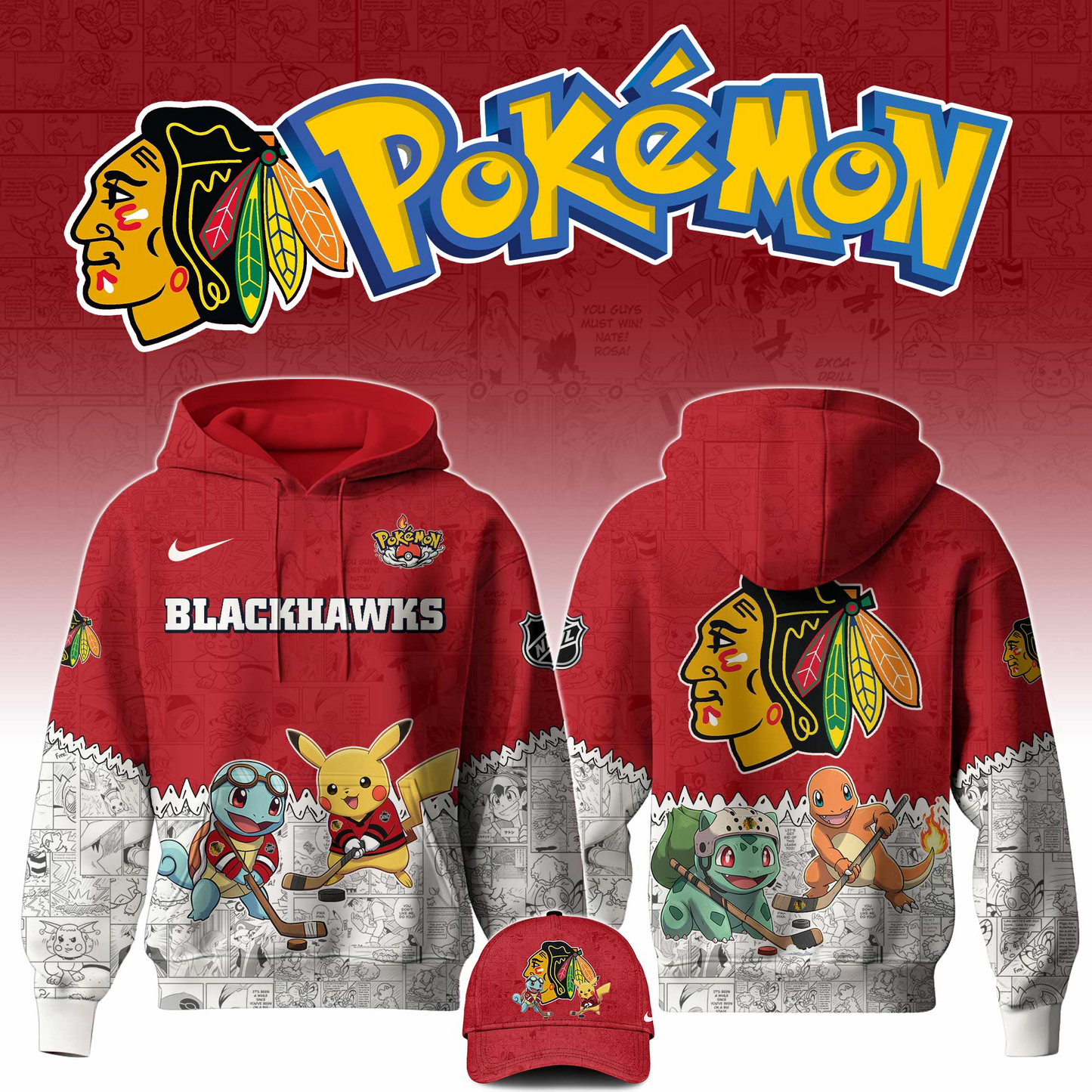 LIMITED EDITION - NEW CUSTOMIZED NHL08 CBH CHICAGO BLACKHAWKS X POKÉMON T-SHIRT, SWEATSHIRT, HOODIE & ZIP HOODIE