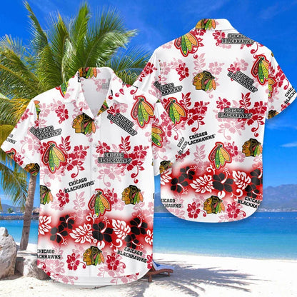 LIMITED EDITION - NEW CUSTOMIZED NHL08 CBH CHICAGO BLACKHAWKS UNISEX HAWAIIAN SHIRT & SHORTS SET