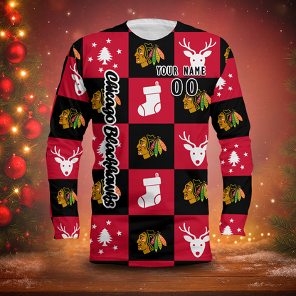 LIMITED EDITION - NEW CUSTOMIZED NHL08 CBH CHICAGO BLACKHAWKS LONG SLEEVED T-SHIRT