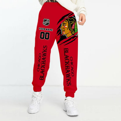 LIMITED EDITION - NEW CUSTOMIZED NHL08 CBH CHICAGO BLACKHAWKS UNISEX LONG PANTS