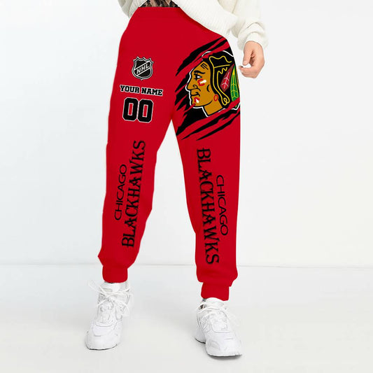 LIMITED EDITION - NEW CUSTOMIZED NHL08 CBH CHICAGO BLACKHAWKS UNISEX LONG PANTS
