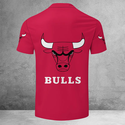 LIMITED EDITION - NEW CUSTOMIZED NBA19 CB CHICAGO BULLS ZIP POLO SHIRT