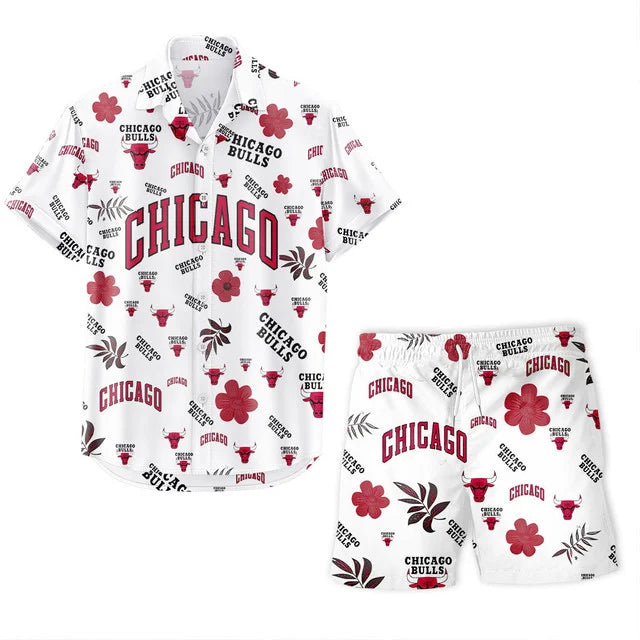 LIMITED EDITION - NEW CUSTOMIZED NBA19 CBU CHICAGO BULLS UNISEX HAWAIIAN SHIRT & SHORTS SET
