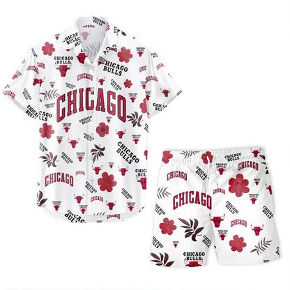 LIMITED EDITION - NEW CUSTOMIZED NBA19 CBU CHICAGO BULLS UNISEX HAWAIIAN SHIRT & SHORTS SET