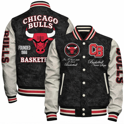 LIMITED EDITION - NEW CUSTOMIZED NBA19 CBU CHICAGO BULLS BASEBALL JACKET, SATIN VARSITY JACKET