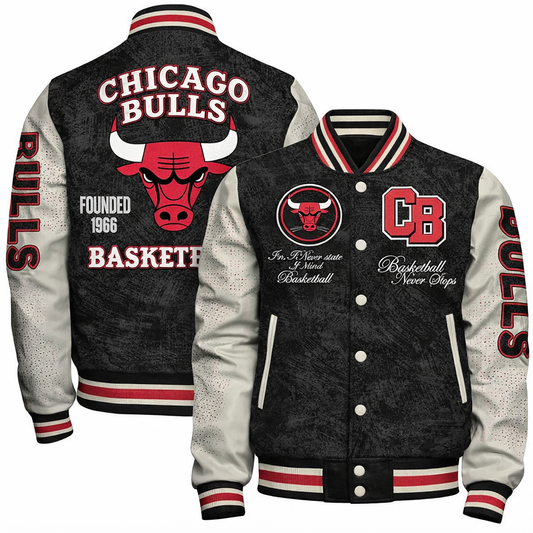 LIMITED EDITION - NEW CUSTOMIZED NBA19 CBU CHICAGO BULLS BASEBALL JACKET, SATIN VARSITY JACKET