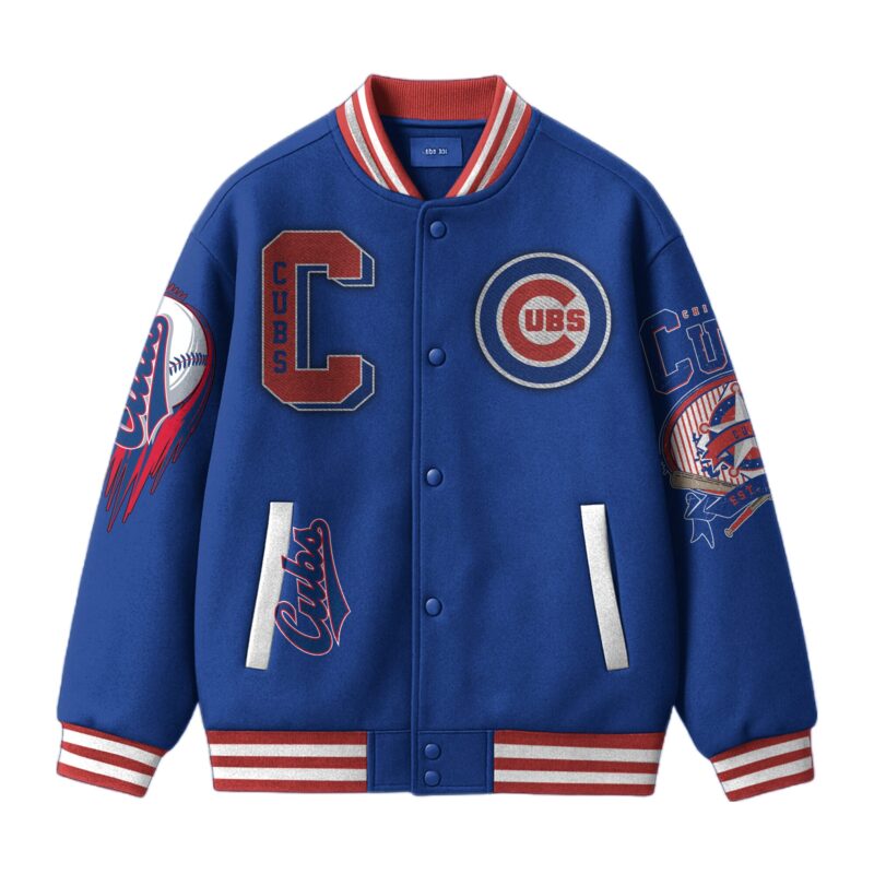 LIMITED EDITION - NEW CUSTOMIZED MLB04 CH CUBS SATIN VARSITY & BASEBALL JACKET