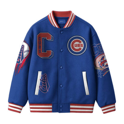 LIMITED EDITION - NEW CUSTOMIZED MLB04 CH CUBS SATIN VARSITY & BASEBALL JACKET
