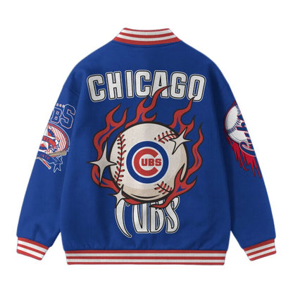 LIMITED EDITION - NEW CUSTOMIZED MLB04 CH CUBS SATIN VARSITY & BASEBALL JACKET