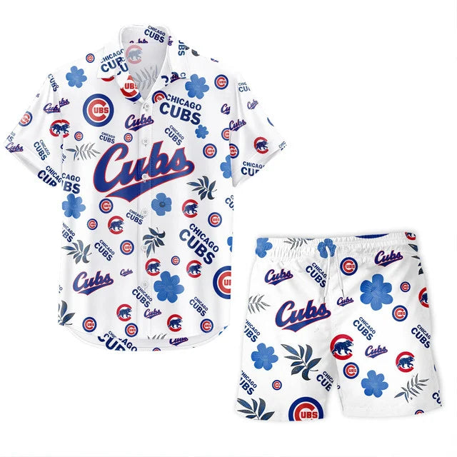 LIMITED EDITION - NEW CUSTOMIZED MLB04 CCS CHICAGO CUBS UNISEX HAWAIIAN SHIRT & SHORTS SET