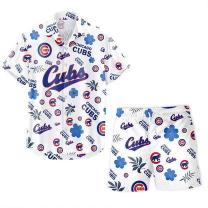 LIMITED EDITION - NEW CUSTOMIZED MLB04 CCS CHICAGO CUBS UNISEX HAWAIIAN SHIRT & SHORTS SET