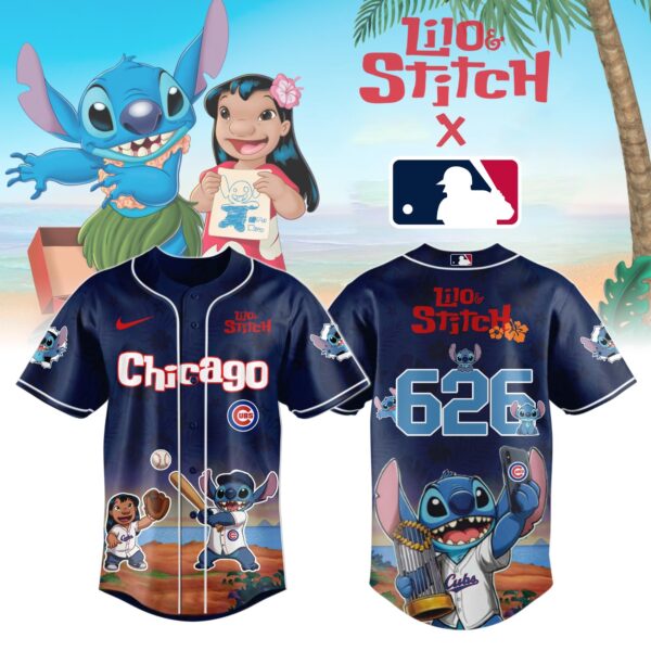 LIMITED EDITION - NEW CUSTOMIZED MLB04 CH CUBS x LILO & STITCH BASEBALL JERSEY