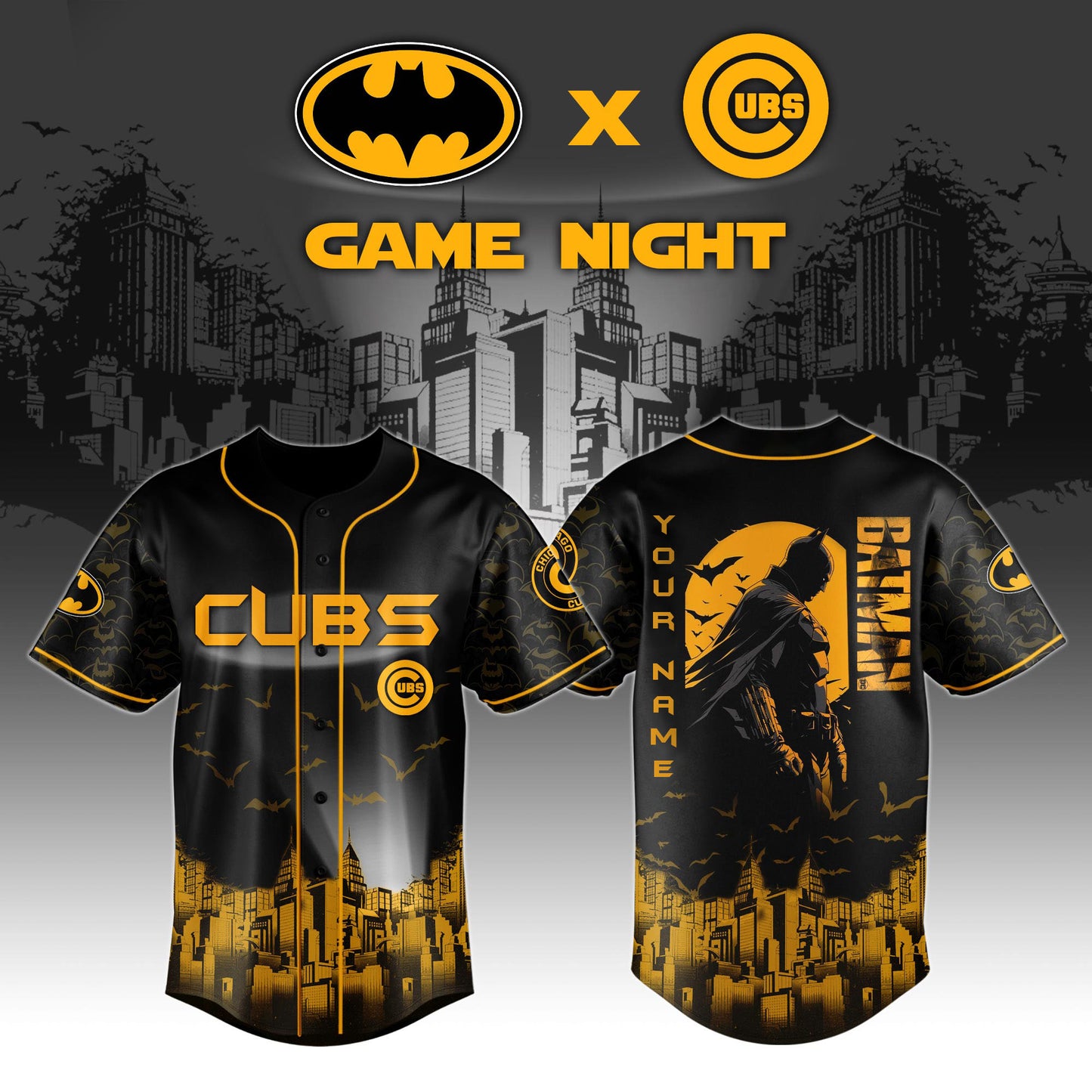 LIMITED EDITION - NEW CUSTOMIZED MLB04 CH CUBS x BATMAN BASEBALL JERSEY