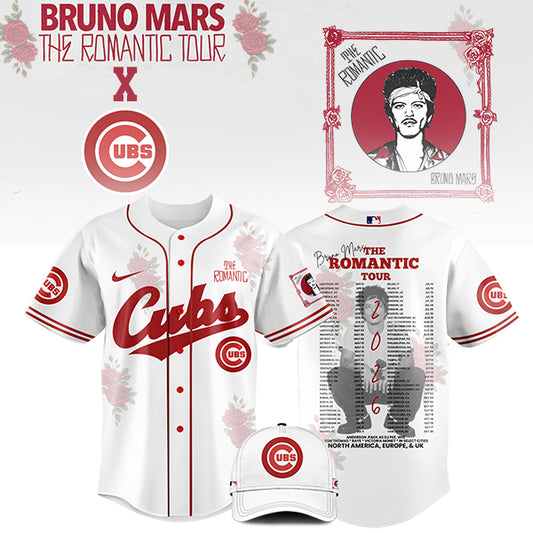 LIMITED EDITION - NEW CUSTOMIZED MLB04 CH CUBS x BRUNO MARS BASEBALL JERSEY & CAP