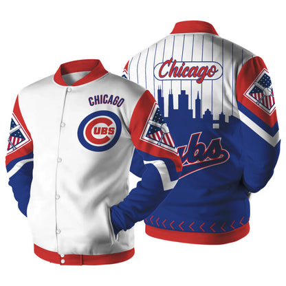 LIMITED EDITION - NEW CUSTOMIZED MLB04 CH CUBS SATIN VARSITY & BASEBALL JACKET