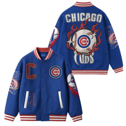 LIMITED EDITION - NEW CUSTOMIZED MLB04 CH CUBS SATIN VARSITY & BASEBALL JACKET
