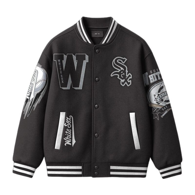 LIMITED EDITION - NEW CUSTOMIZED MLB26 CW SOX SATIN VARSITY & BASEBALL JACKET