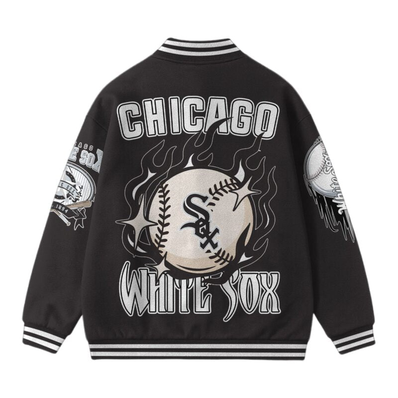 LIMITED EDITION - NEW CUSTOMIZED MLB26 CW SOX SATIN VARSITY & BASEBALL JACKET