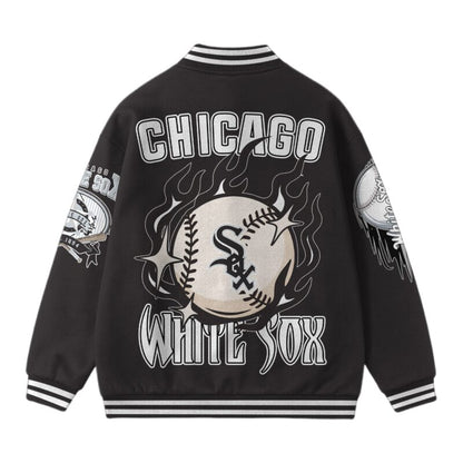 LIMITED EDITION - NEW CUSTOMIZED MLB26 CW SOX SATIN VARSITY & BASEBALL JACKET
