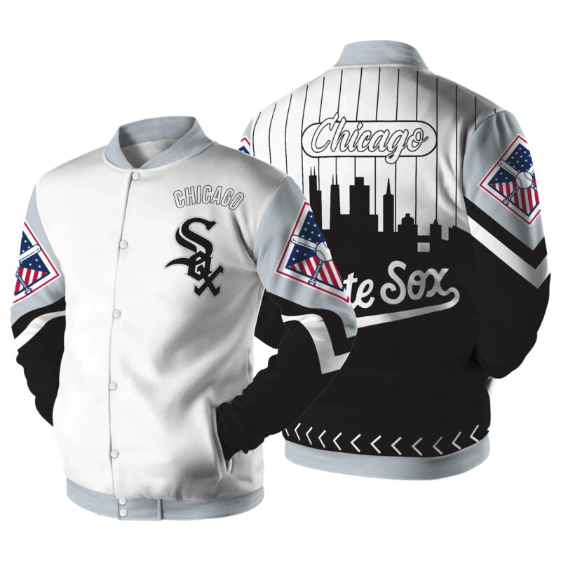 LIMITED EDITION - NEW CUSTOMIZED MLB26 CW SOX SATIN VARSITY & BASEBALL JACKET