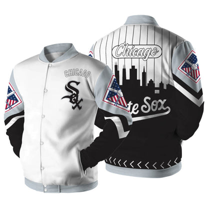 LIMITED EDITION - NEW CUSTOMIZED MLB26 CW SOX SATIN VARSITY & BASEBALL JACKET