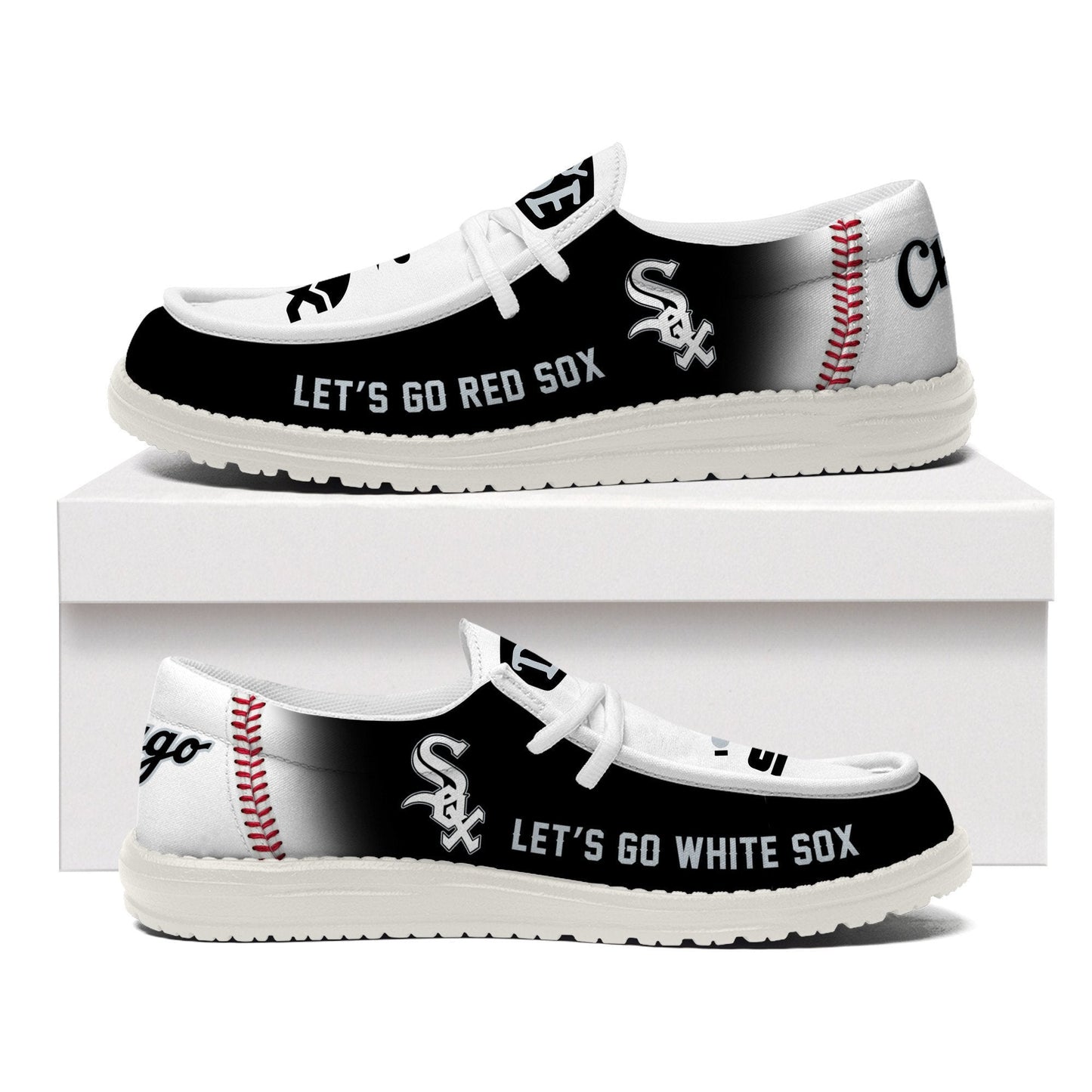 LIMITED EDITION - NEW CUSTOMIZED MLB26 CWS CHICAGO WHITE SOX LOAFER SHOES