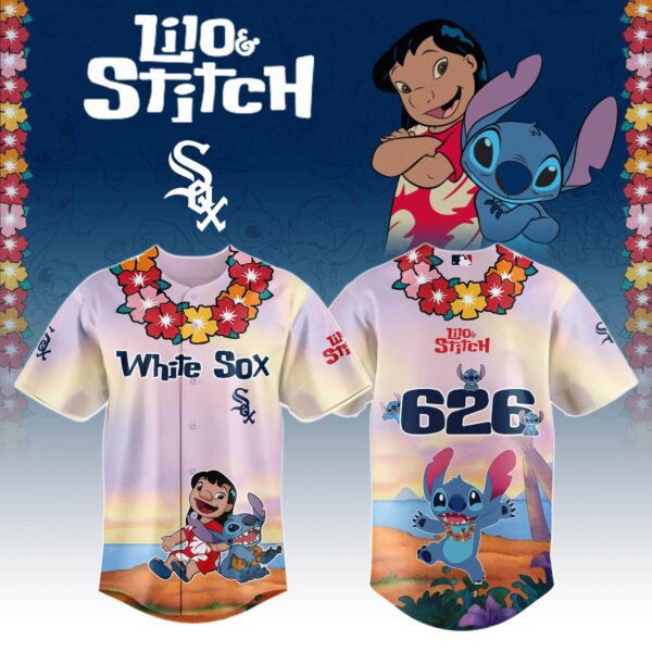 LIMITED EDITION - NEW CUSTOMIZED MLB26 CW SOX x LILO & STITCH BASEBALL JERSEY