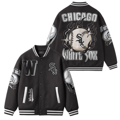 LIMITED EDITION - NEW CUSTOMIZED MLB26 CW SOX SATIN VARSITY & BASEBALL JACKET