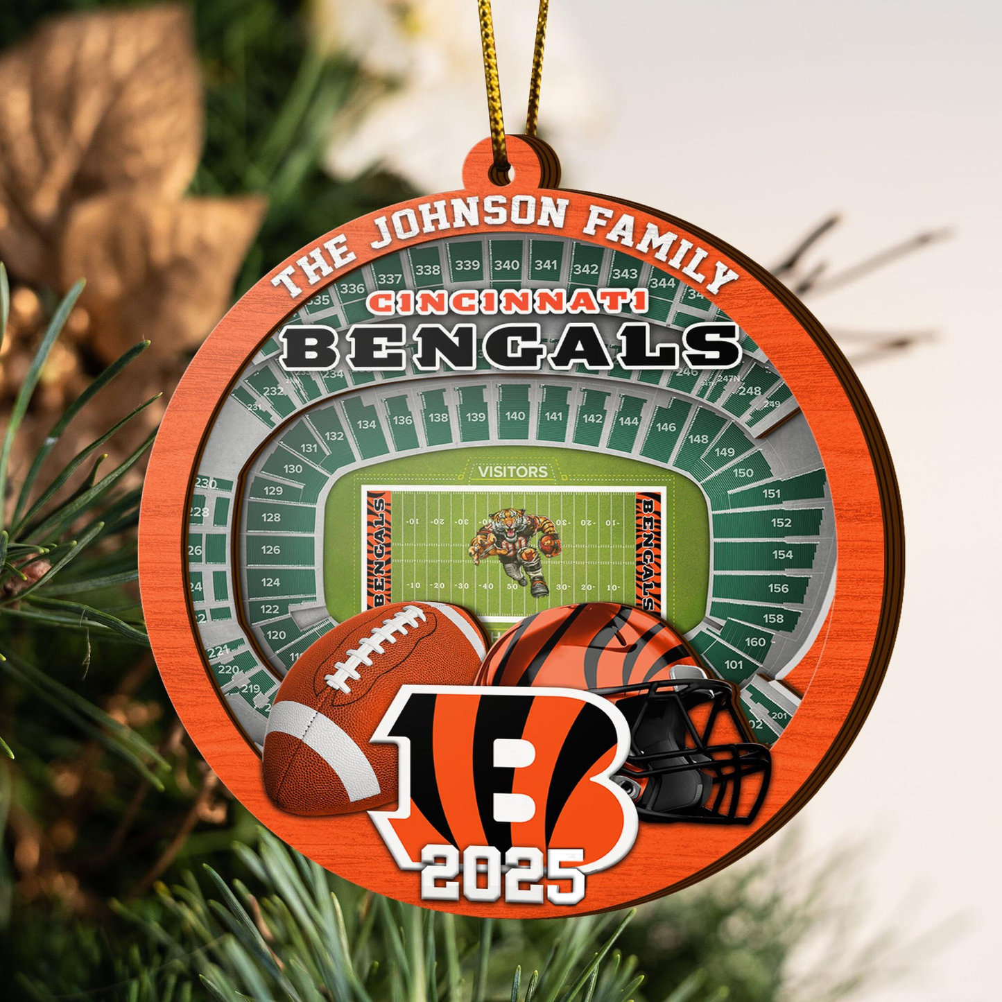 LIMITED EDITION - NEW CUSTOMIZED NFL16 CCB CINCINNATI BENGALS ORNAMENT