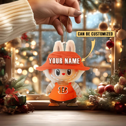 LIMITED EDITION - NEW CUSTOMIZED NFL16 CCB CINCINNATI BENGALS LABUBU CHRISTMAS ACRYLIC ORNAMENT