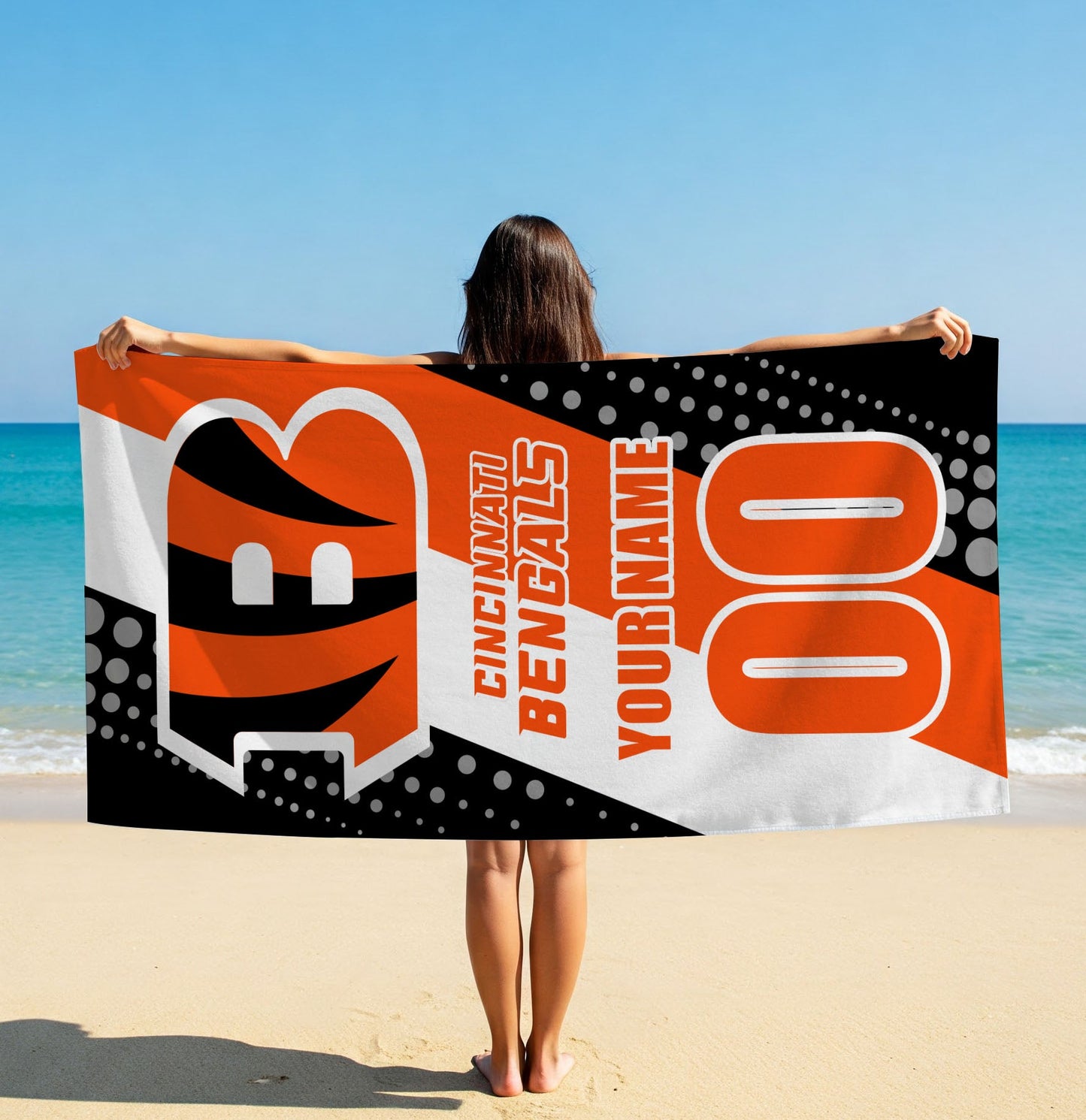 LIMITED EDITION - NEW CUSTOMIZED NFL16 CCB CINCINNATI BENGALS BEACH & BATH TOWEL