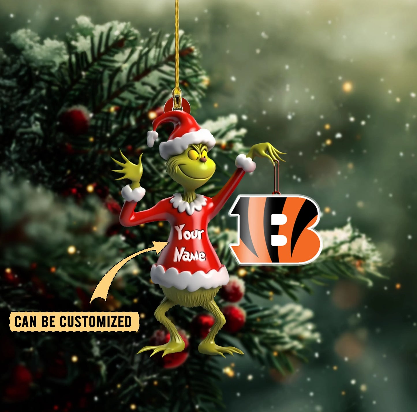 LIMITED EDITION - NEW CUSTOMIZED NFL16 CCB CINCINNATI BENGALS THE GRINCH ACRYLIC ORNAMENT