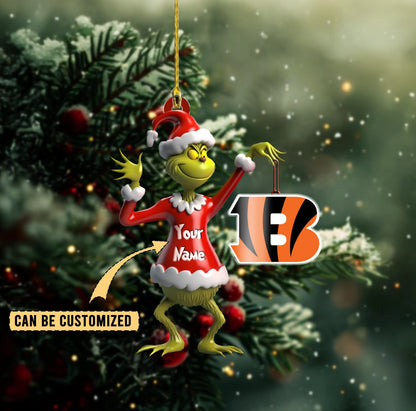 LIMITED EDITION - NEW CUSTOMIZED NFL16 CCB CINCINNATI BENGALS THE GRINCH ACRYLIC ORNAMENT