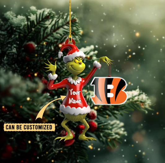 LIMITED EDITION - NEW CUSTOMIZED NFL16 CCB CINCINNATI BENGALS THE GRINCH ACRYLIC ORNAMENT
