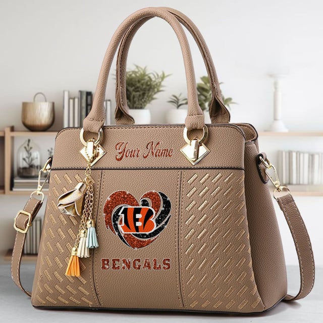 LIMITED EDITION - NEW CUSTOMIZED NFL16 CCB CINCINNATI BENGALS ZIP HANDBAG MULTICOLOR