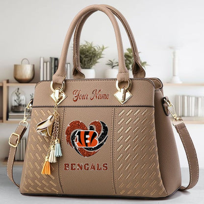 LIMITED EDITION - NEW CUSTOMIZED NFL16 CCB CINCINNATI BENGALS ZIP HANDBAG MULTICOLOR