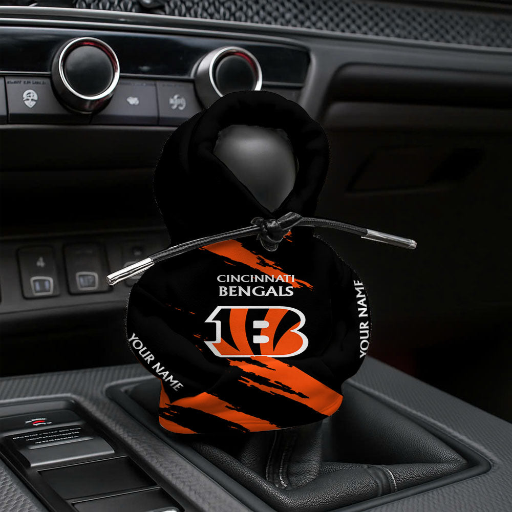 LIMITED EDITION - NEW CUSTOMIZED NFL16 CCB CINCINNATI BENGALS CAR HOODIE SHIFT KNOB COVER