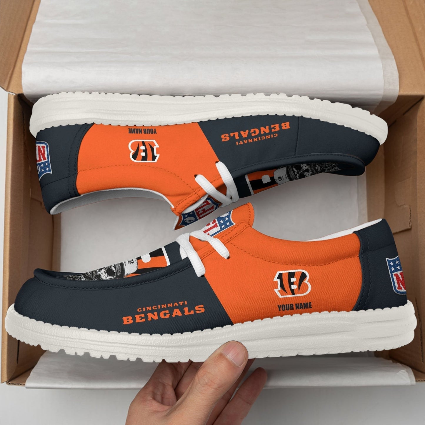 LIMITED EDITION - NEW CUSTOMIZED NFL16 CCB CINCINNATI BENGALS LOAFER SHOES