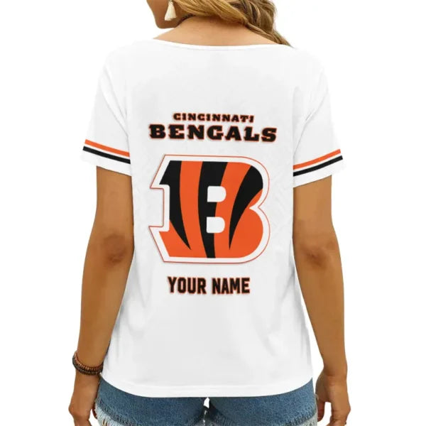LIMITED EDITION - NEW CUSTOMIZED NFL16 CCB CINCINNATI BENGALS V-NECK FEMALE SHIRT