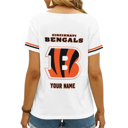 LIMITED EDITION - NEW CUSTOMIZED NFL16 CCB CINCINNATI BENGALS V-NECK FEMALE SHIRT