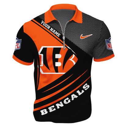 LIMITED EDITION - NEW CUSTOMIZED NFL16 CCB CINCINNATI BENGALS HARLEY-DAVIDSON POLO WITH ZIPPER SHIRT