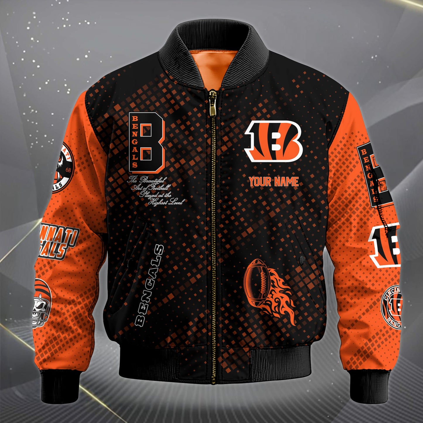 LIMITED EDITION - NEW CUSTOMIZED NFL16 CCB CINCINNATI BENGALS SATIN VARSITY JACKET & LONG PANTS
